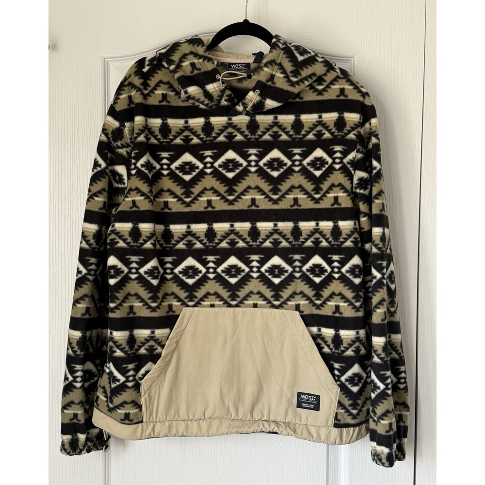 WeSC 90's Mike Aztec Print Fleece Pullover Mens Medium Hoodie Unisex Sweatshirt